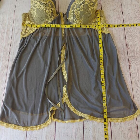 Sheer stretch mesh lacy overlay front clip lingerie sz 2X - Picture 7 of 8